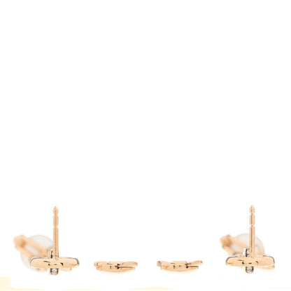 Hermes 18K Rose Gold Diamond Pearl PM Chandra Drop Earrings 3 of 5
