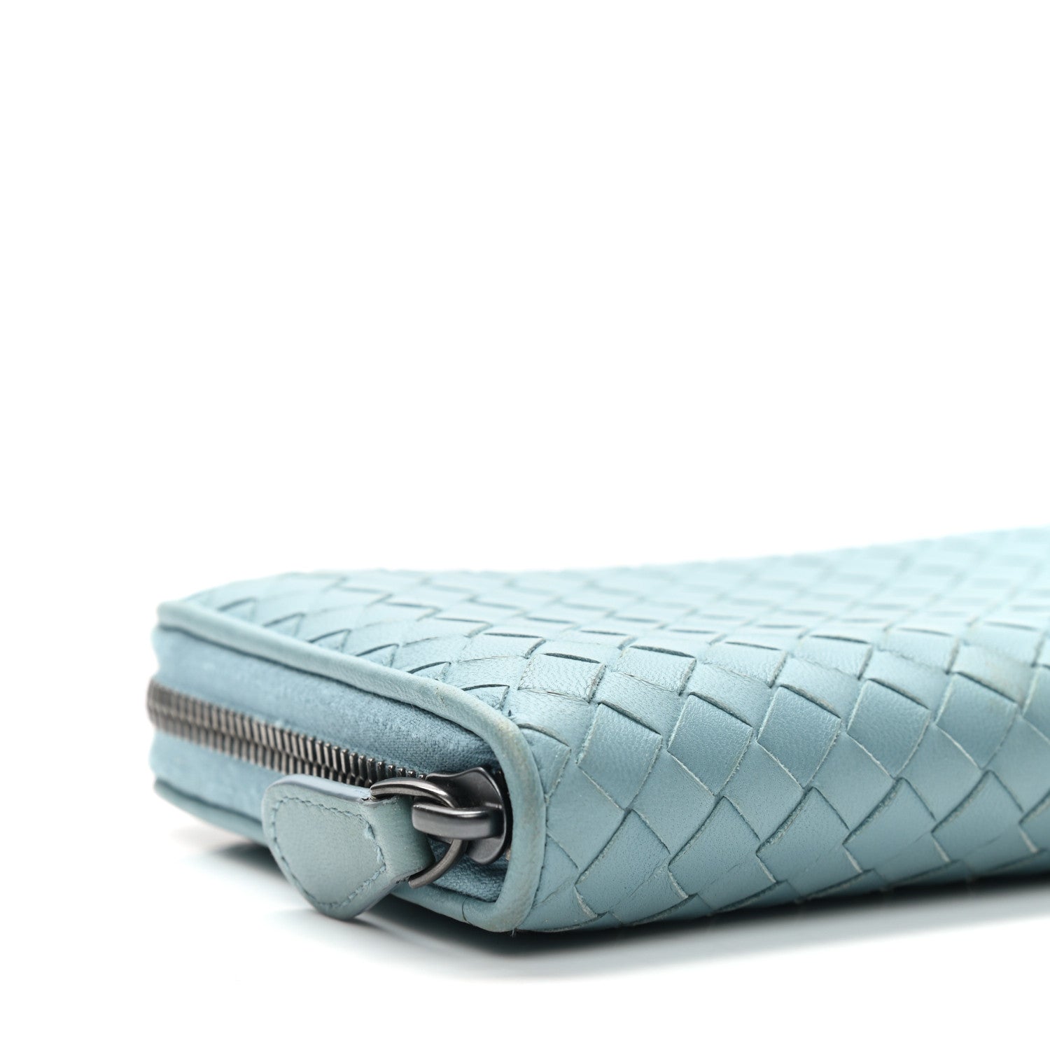 Bottega Veneta Nappa Intrecciato Zip Around Wallet Aqua 8 of 10