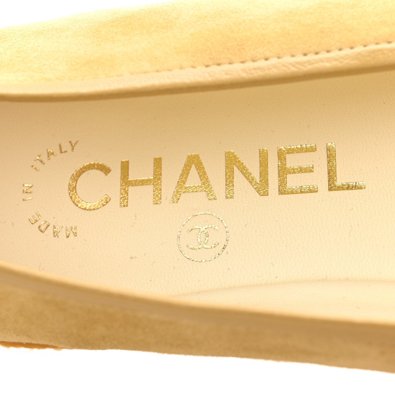 Chanel Suede Goatskin Cap Toe CC Ballerina Flats 38 Beige Black 7 of 10