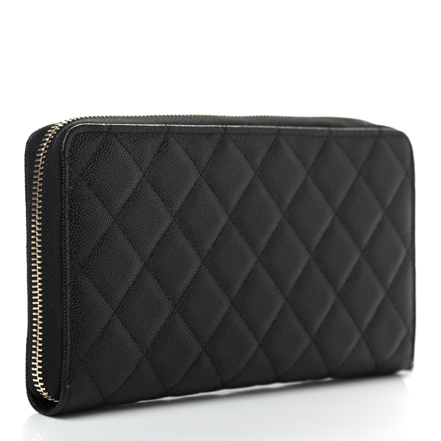 Caviar Quilted Large Zip Around Organizer Wallet Black