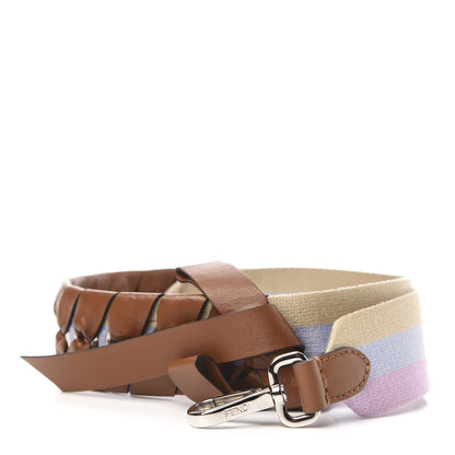 Fendi Woven Twill Calfskin Lace Up Bow Strap You Cuoio Multicolor 1 of 5