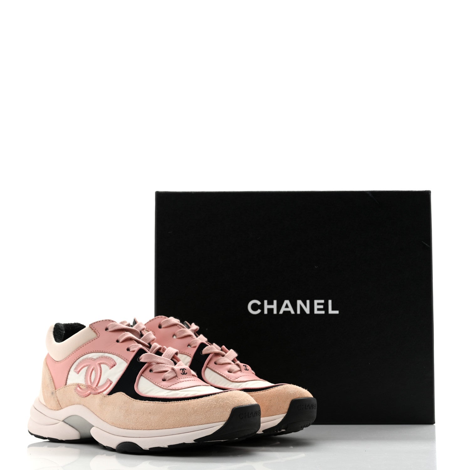 Chanel Nylon Lambskin Suede Calfskin CC Sneakers 40 Pink White Black 13 of 13