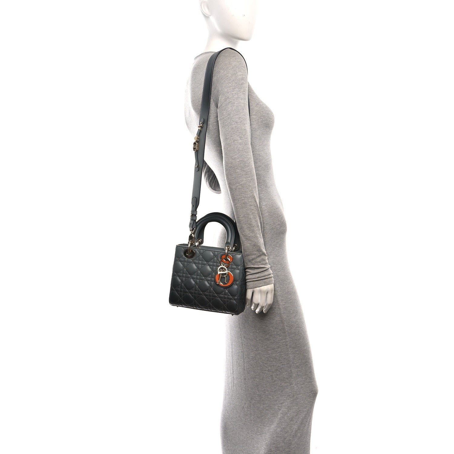 Christian Dior Lambskin Cannage Gradient Small My ABCDior Lady Dior Grey 2 of 10