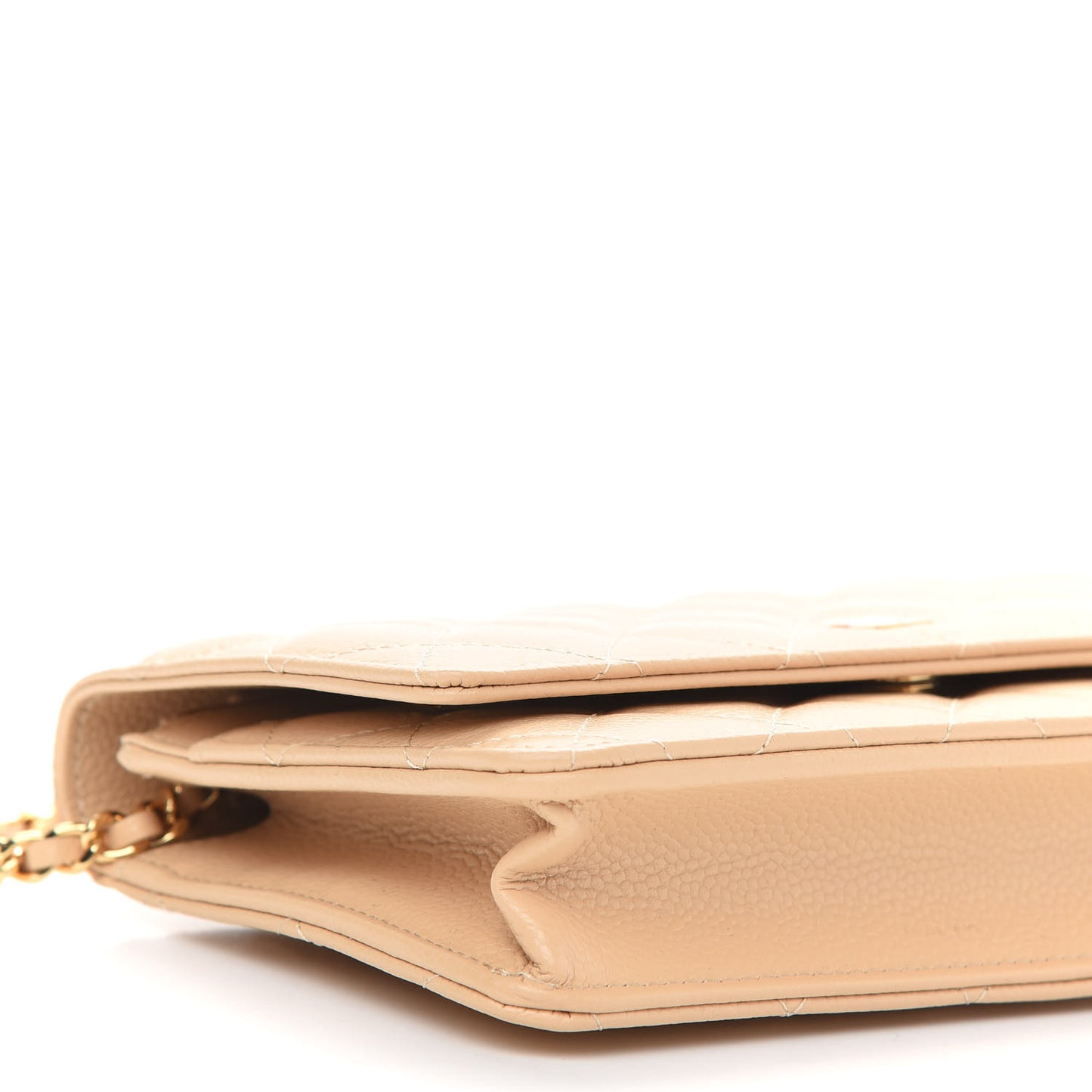 Caviar Quilted Wallet On Chain WOC Beige
