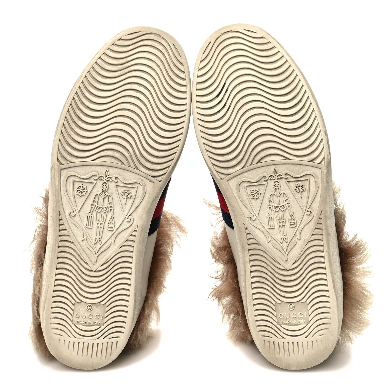 Gucci Calfskin Wool Web Bee Embroidered Womens Ace Sneakers 37.5 White 5 of 9