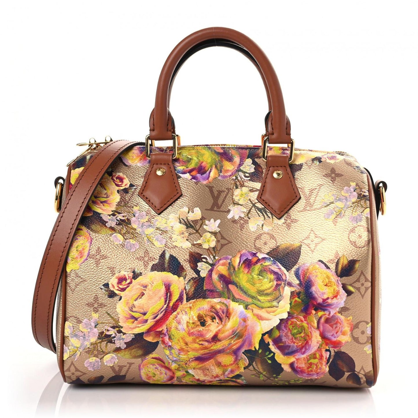 Metallic Monogram LV Garden Speedy Bandouliere 25 Gold
