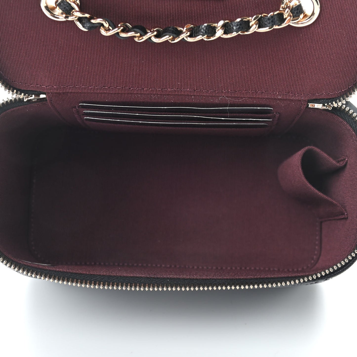 Caviar Quilted Small Vanity Case With Chain Black