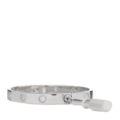 Cartier 18K White Gold 10 Diamond LOVE Bracelet 16 7 of 8