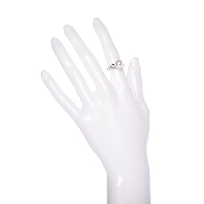 Mikimoto 14K White Gold Diamond Akoya Pearl 8.5mm Ring 48 4.5 2 of 5