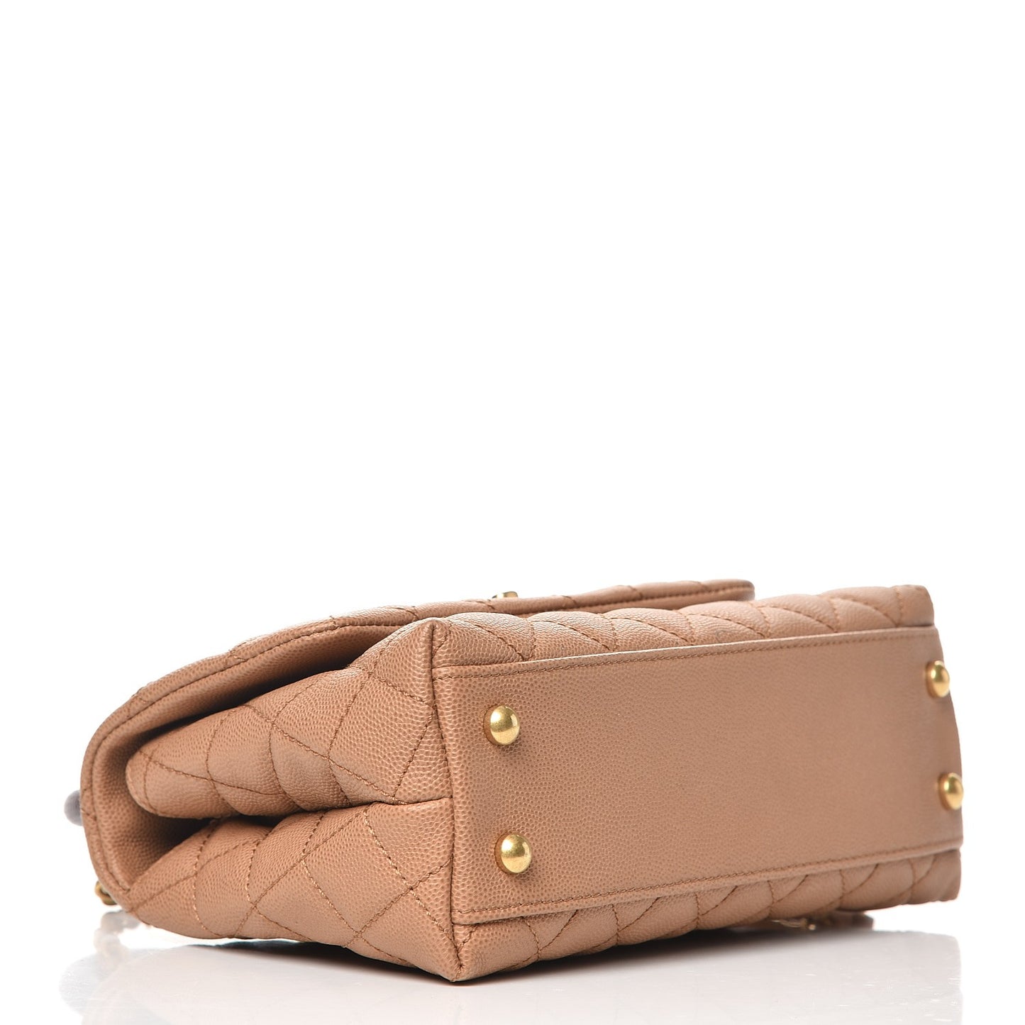 Caviar Lizard Quilted Mini Coco Handle Flap Beige