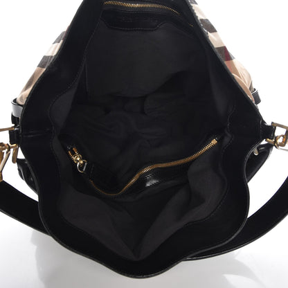 Burberry House Check Bridle Calfskin Medium Gosford Hobo Black 6 of 10