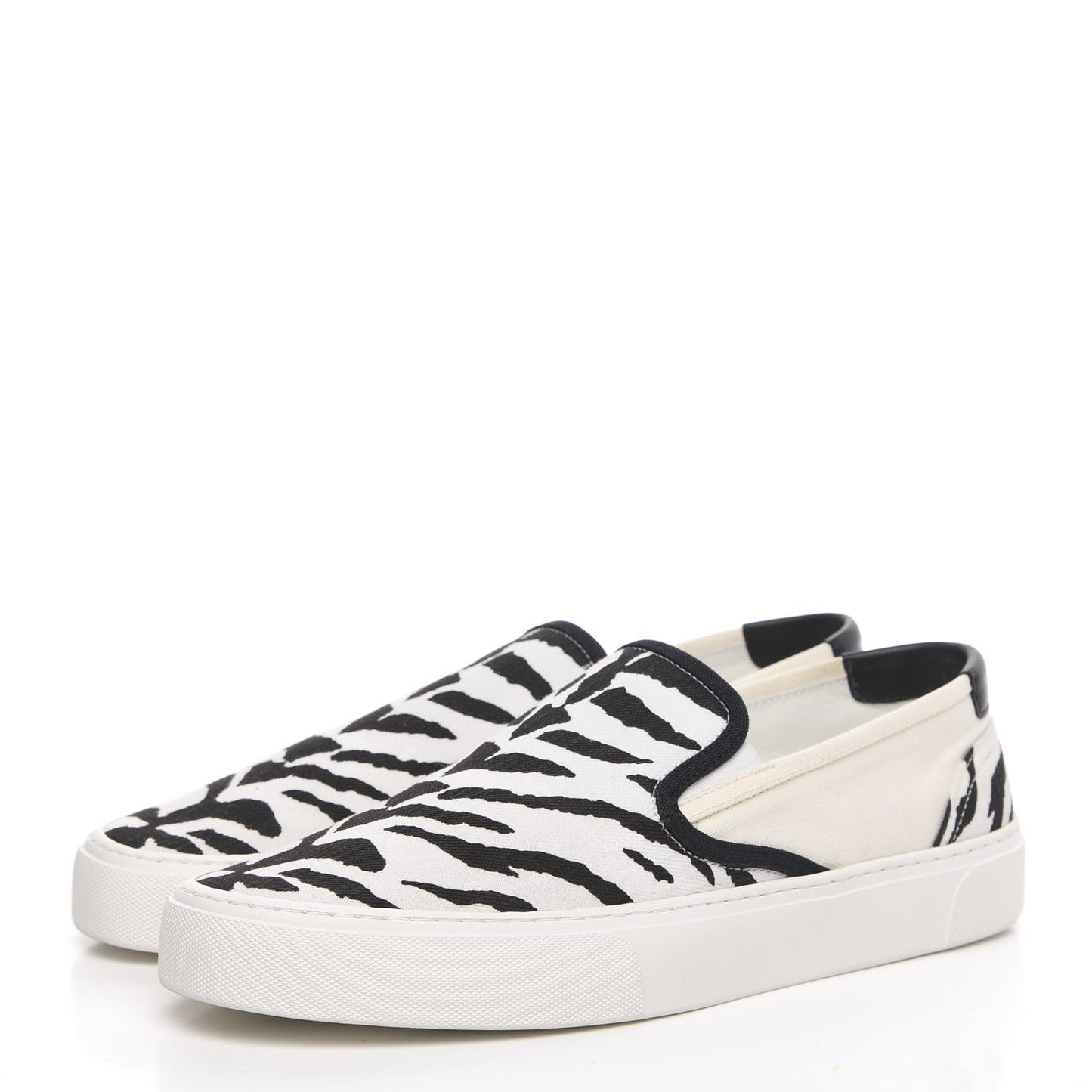 Canvas Zebra Mens Venice Slip On Sneakers 43.5 Black White