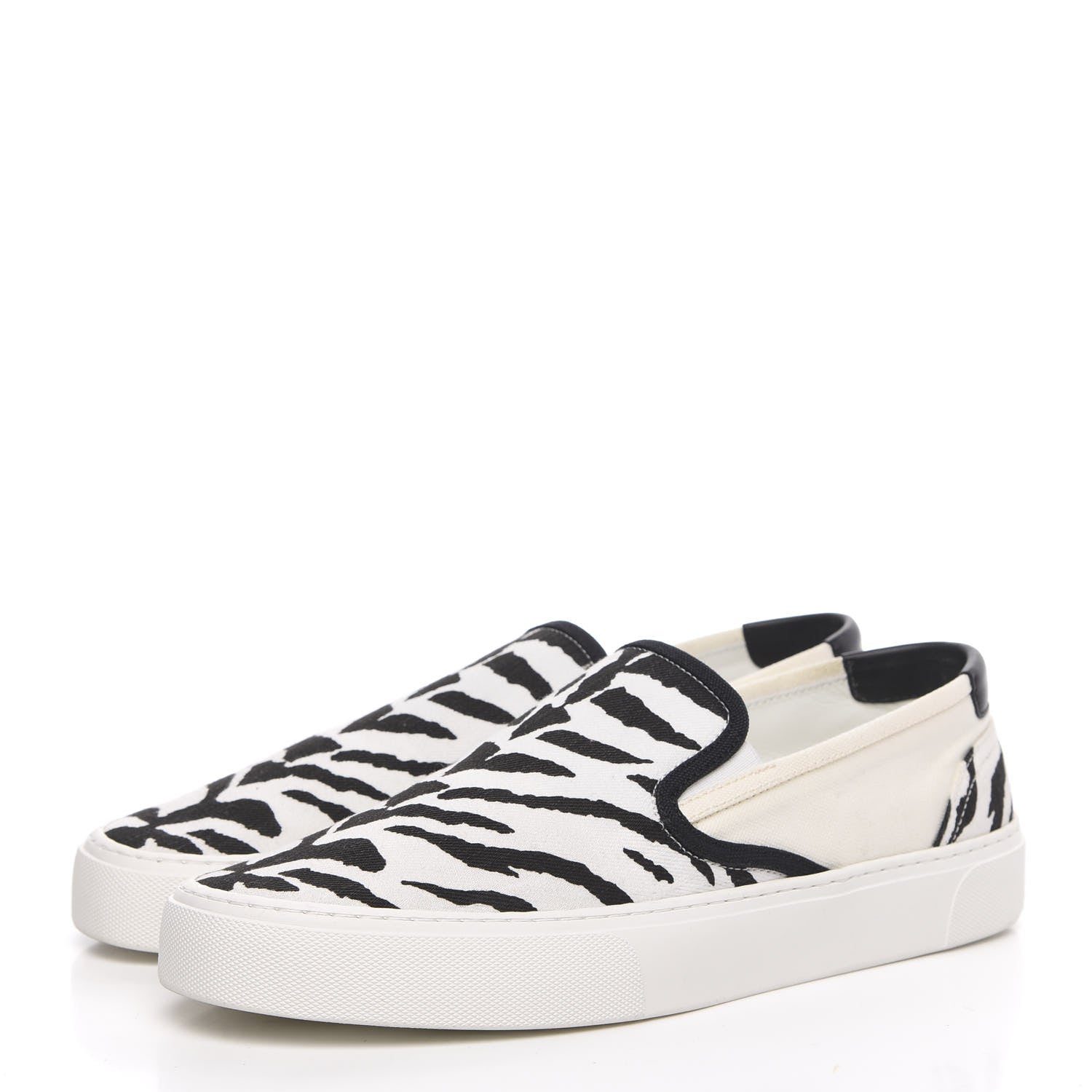 Saint Laurent Canvas Zebra Mens Venice Slip On Sneakers 43.5 Black White 3 of 8
