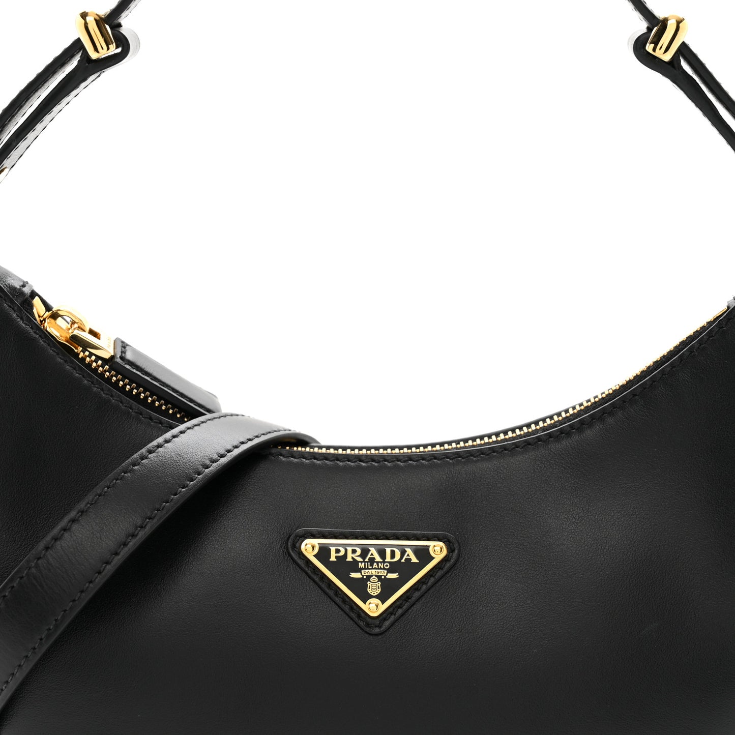 Soft Calfskin Arque Shoulder Bag Black
