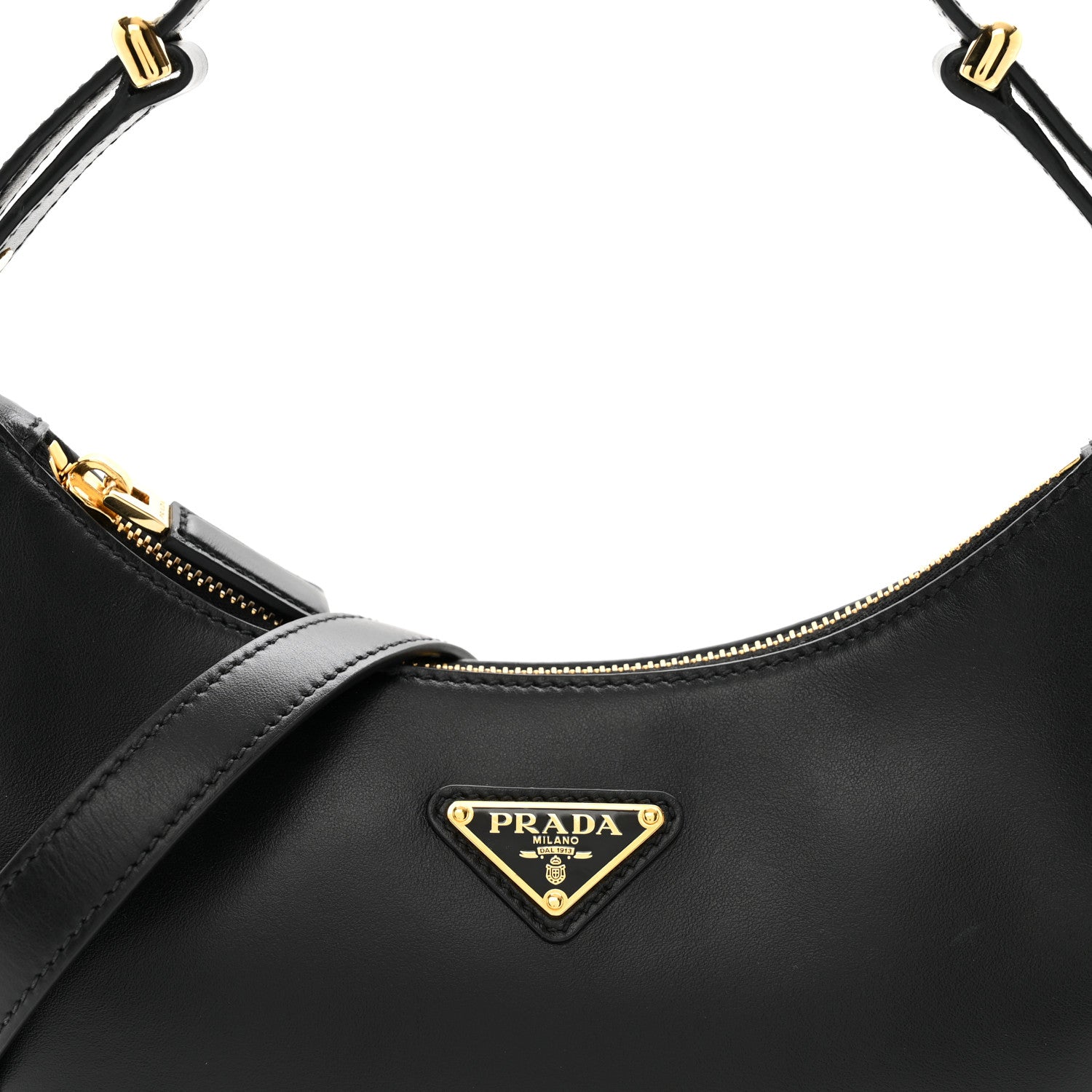 Prada Soft Calfskin Arque Shoulder Bag Black 7 of 9