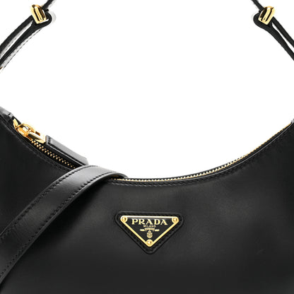 Prada Soft Calfskin Arque Shoulder Bag Black 7 of 9