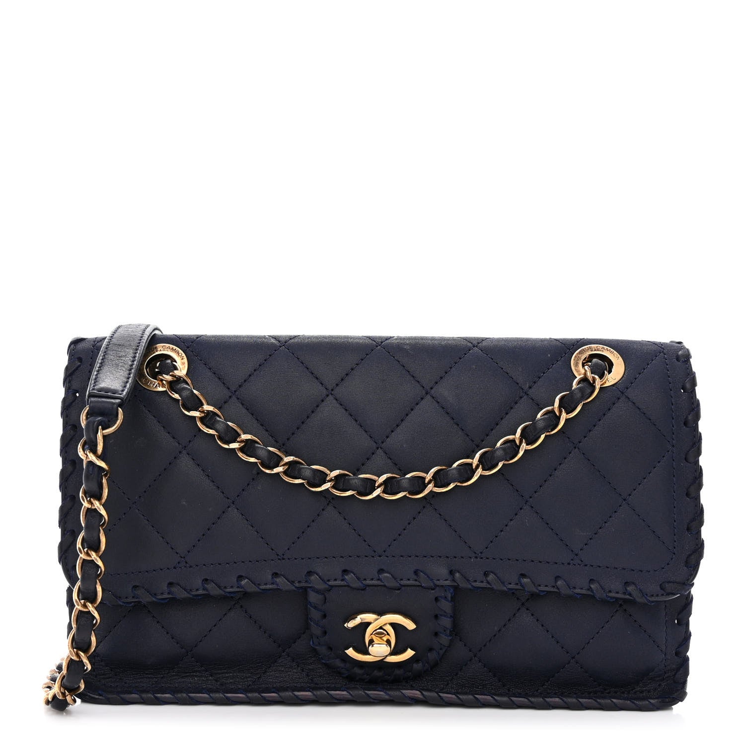 Chanel Iridescent Calfskin Small Happy Stitch Flap Navy 1 of 10