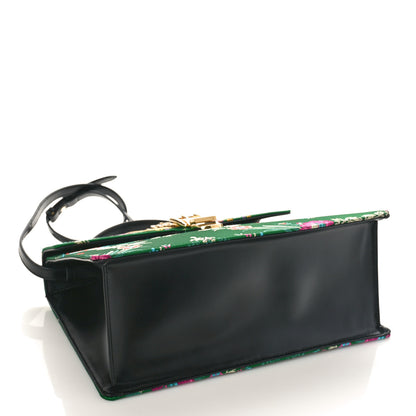 Gucci Jacquard Floral Medium Sylvie Top Handle Bag Green Multicolor Black 4 of 13
