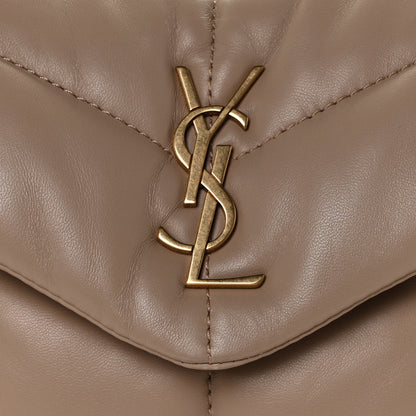 Saint Laurent Lambskin Quilted Toy Loulou Puffer Monogram Chain Satchel Dark Beige 8 of 11