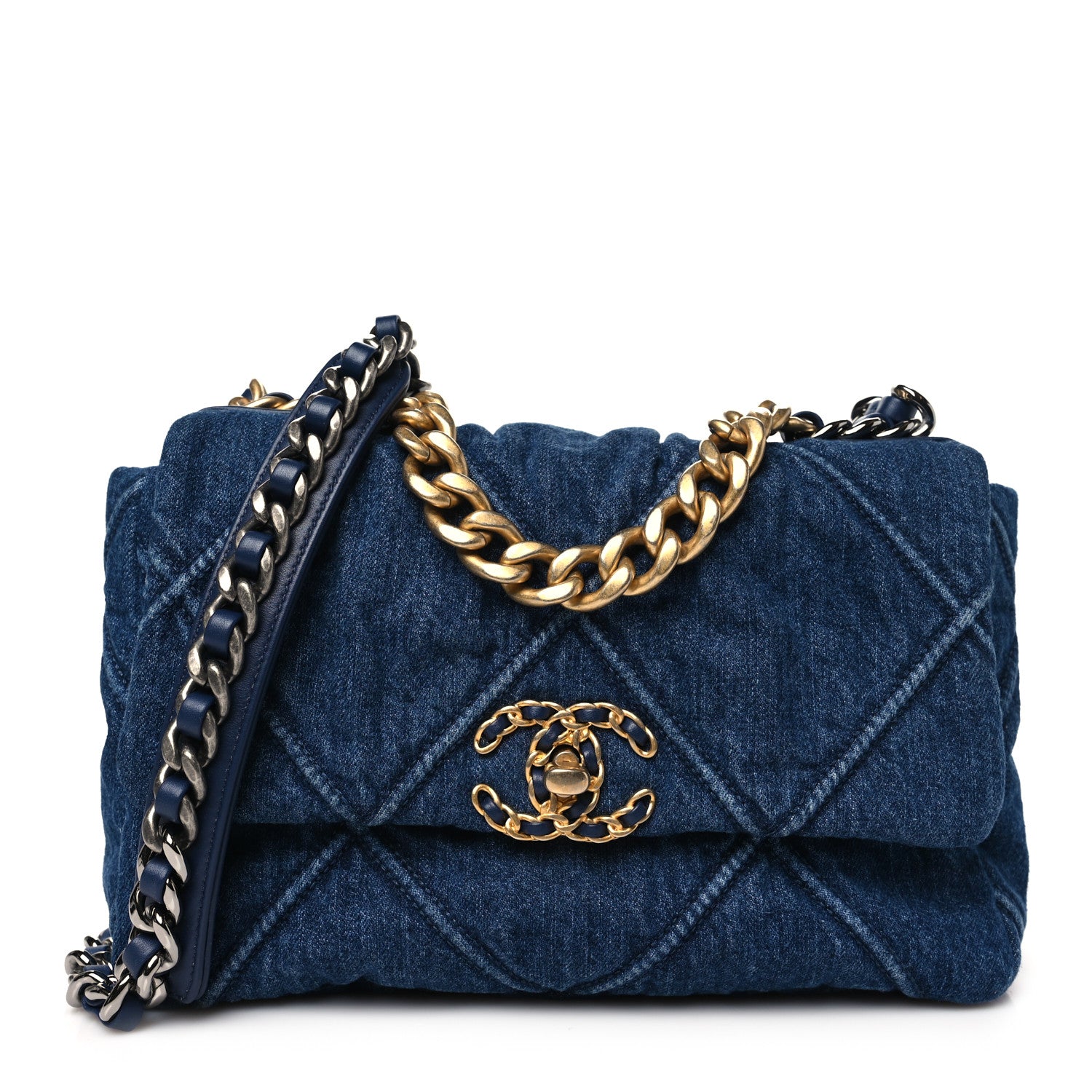 Chanel Denim Quilted Medium Chanel 19 Flap Blue 1 of 10
