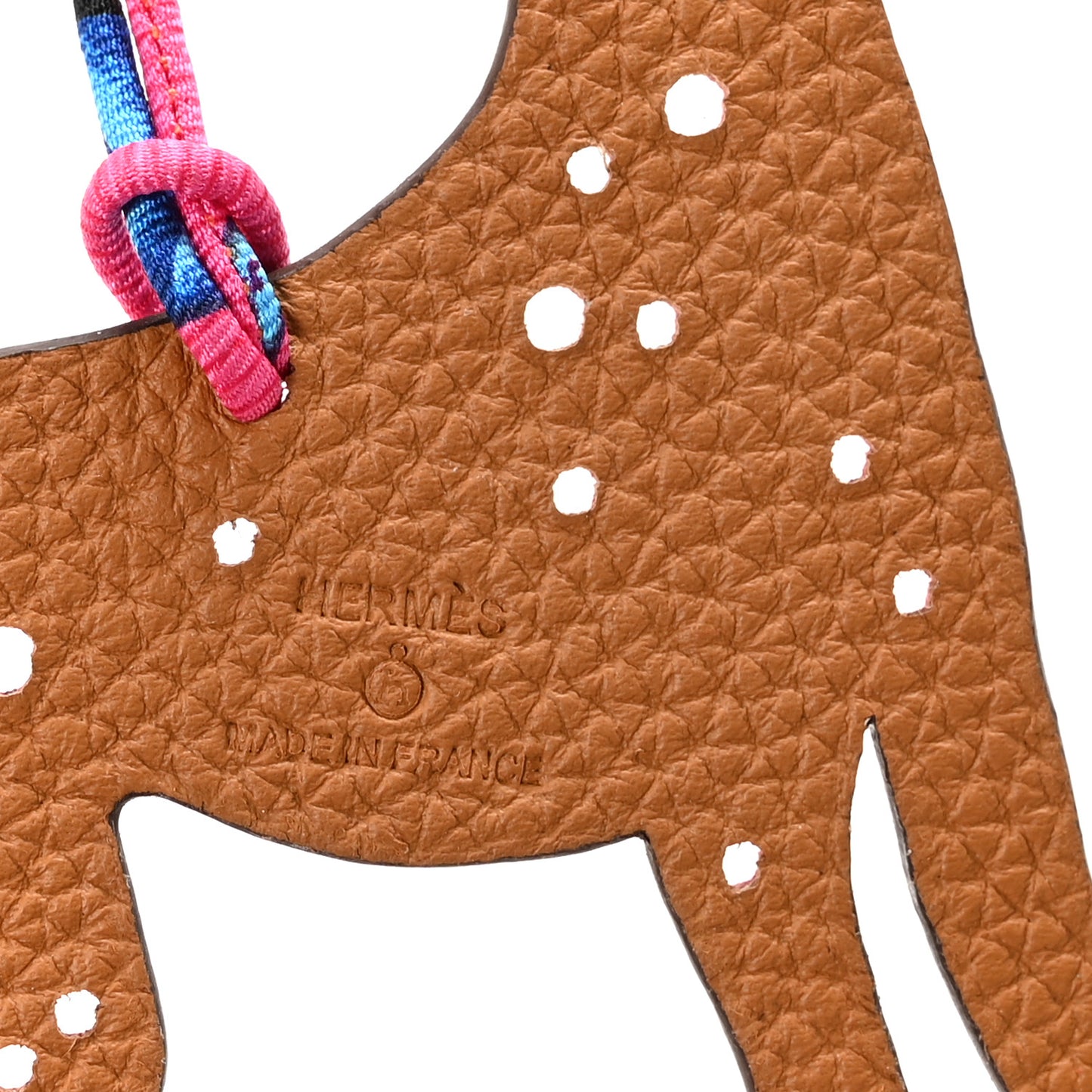 Epsom Togo Petit H Dalmatian Bag Charm Rouge Casaque Gold