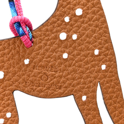 Hermes Epsom Togo Petit H Dalmatian Bag Charm Rouge Casaque Gold 3 of 4