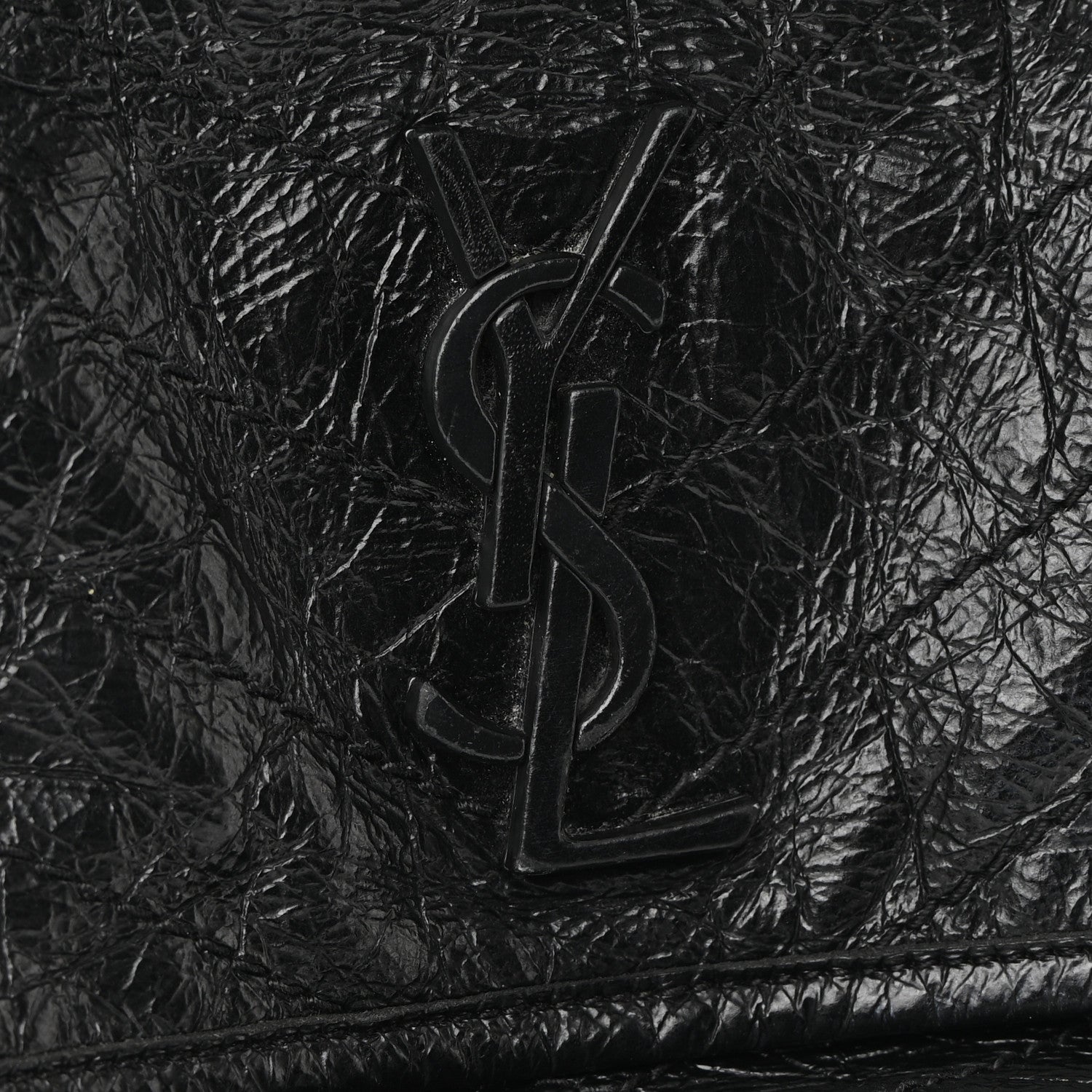 Saint Laurent Crinkled Calfskin Matelasse Monogram Medium Niki Chain Satchel Black 11 of 12