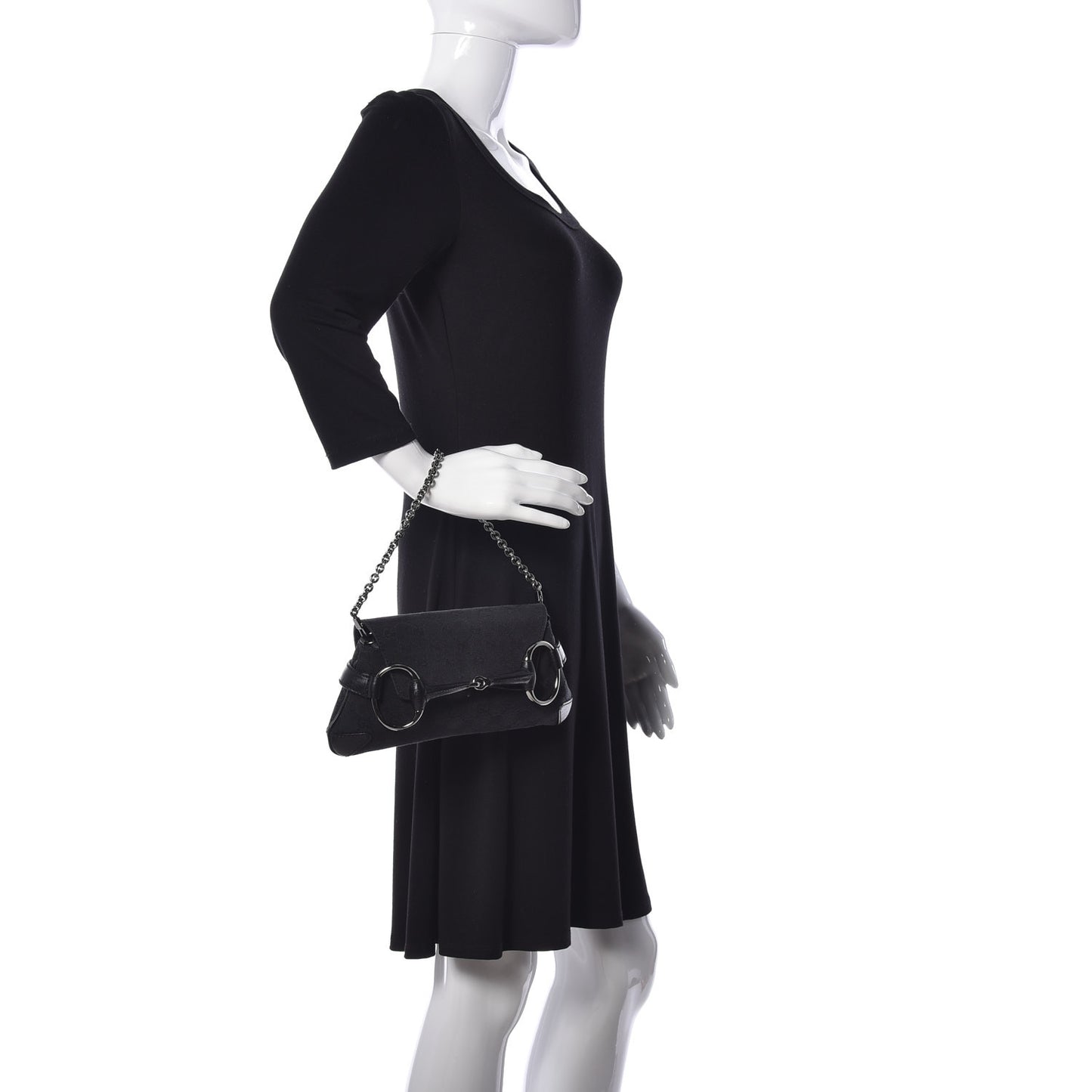 Monogram Horsebit Chain Clutch Black