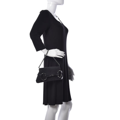 Gucci Monogram Horsebit Chain Clutch Black 2 of 9