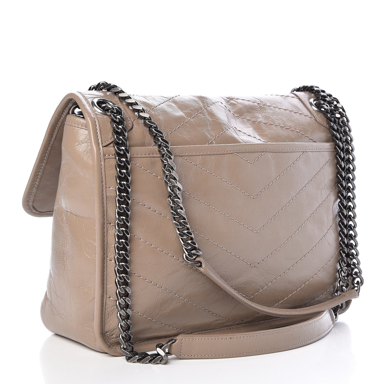Saint Laurent Crinkled Calfskin Matelasse Monogram Medium Niki Chain Satchel Light Taupe 3 of 10