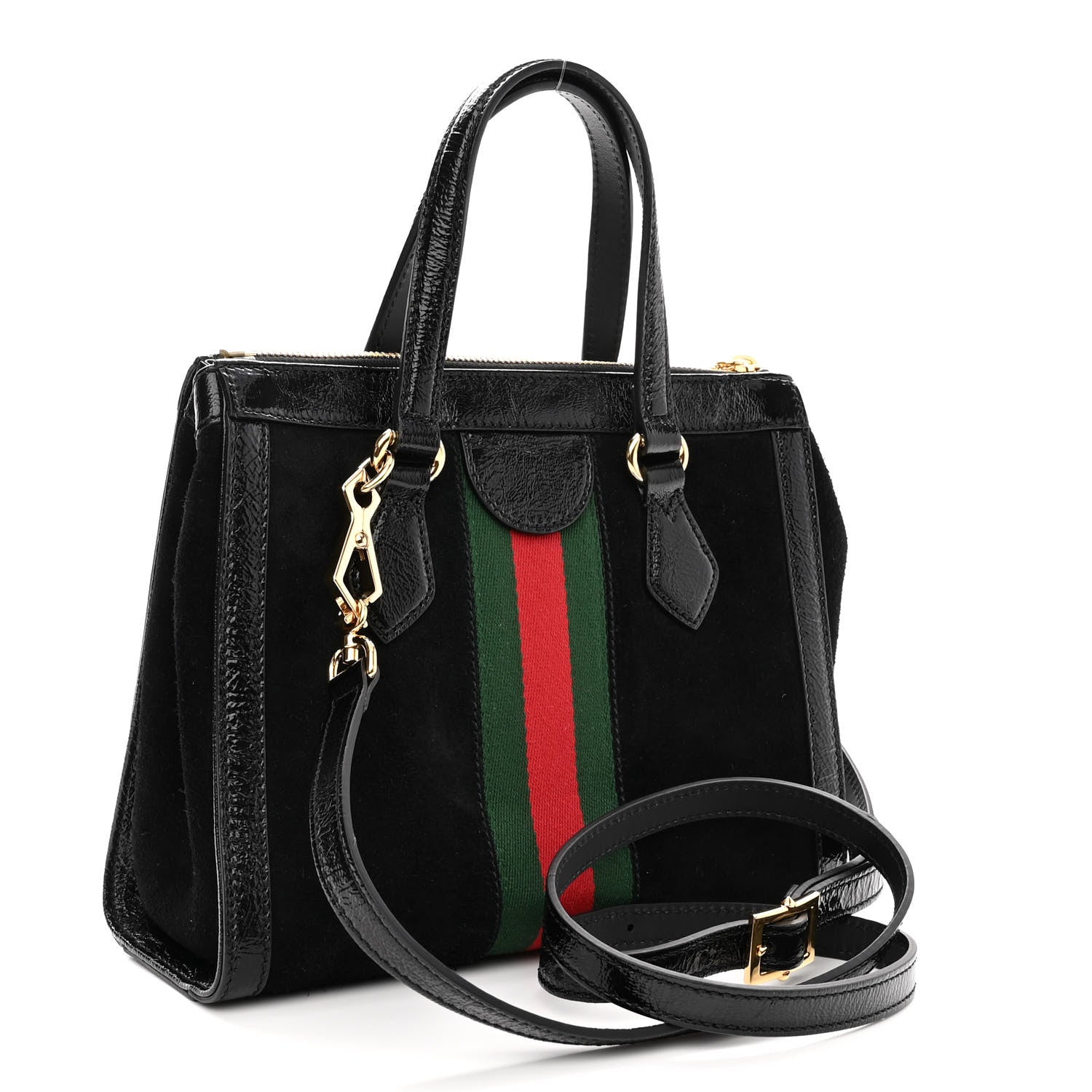Gucci Suede Patent GG Web Small Ophidia Tote Bag Black 3 of 11
