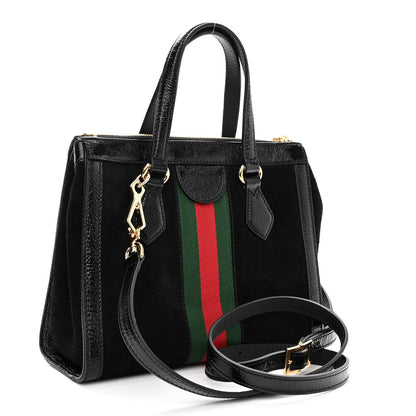 Gucci Suede Patent GG Web Small Ophidia Tote Bag Black 3 of 11