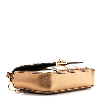 Givenchy Metallic Goatskin Quilted GV3 Mini Pocket Convertible Bag Gold 4 of 12