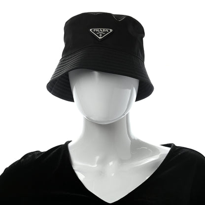 Prada Re-Nylon Metal Triangle Logo Womens Bucket Hat M Black 2 of 9
