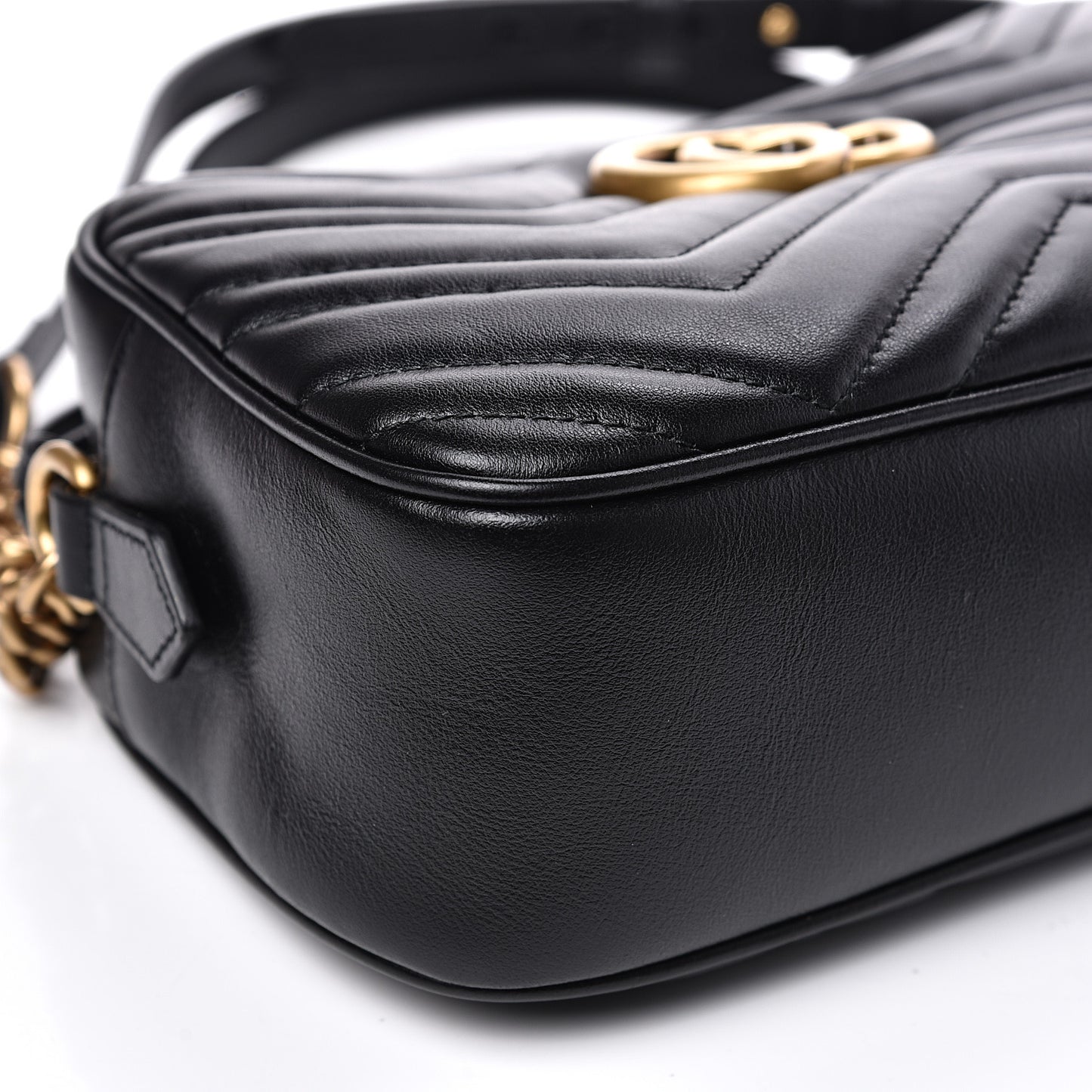 Calfskin Matelasse Small GG Marmont Chain Shoulder Bag Black