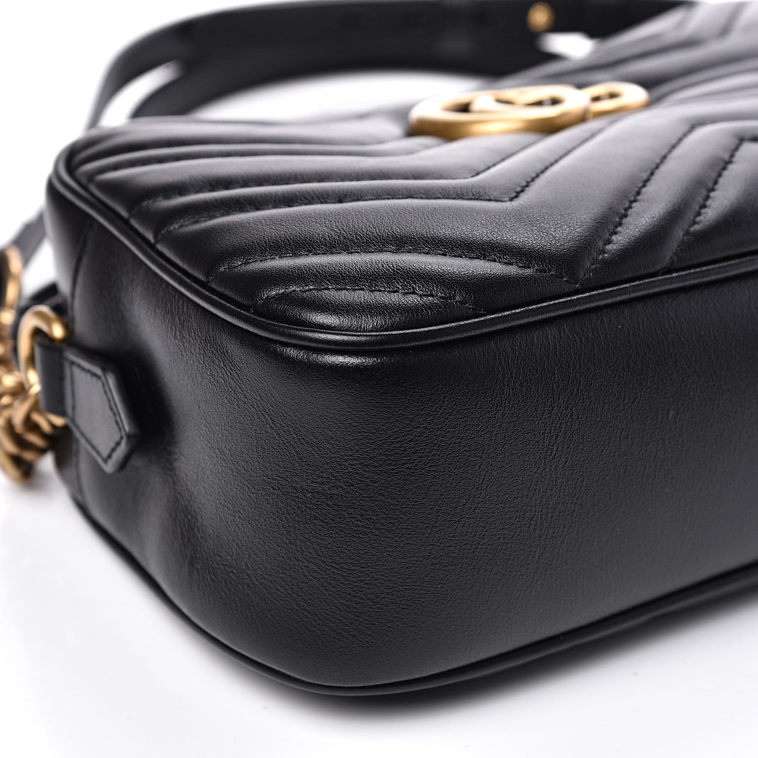 Gucci Calfskin Matelasse Small GG Marmont Chain Shoulder Bag Black 7 of 10