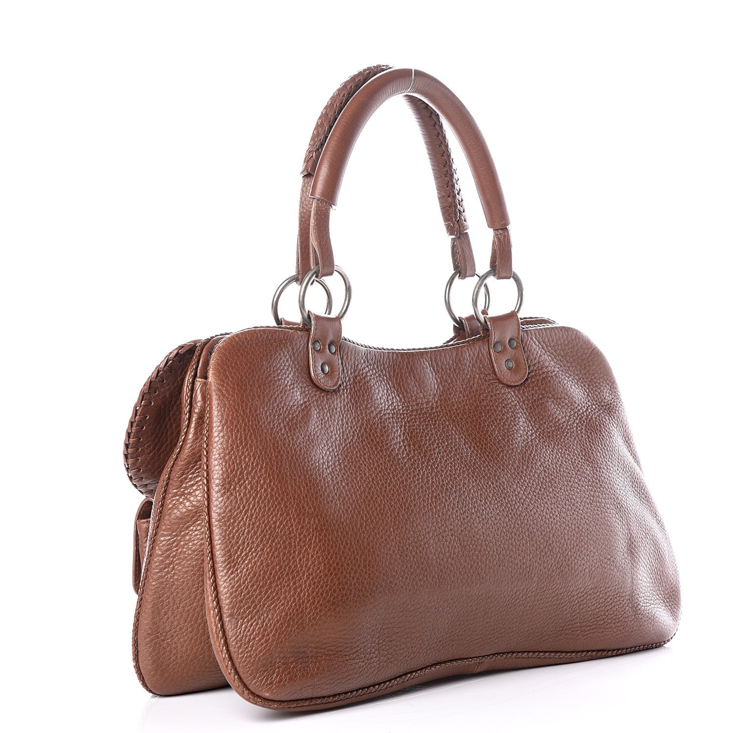 Christian Dior Calfskin Braided Gaucho Double Saddle Bag Brown 2 of 15