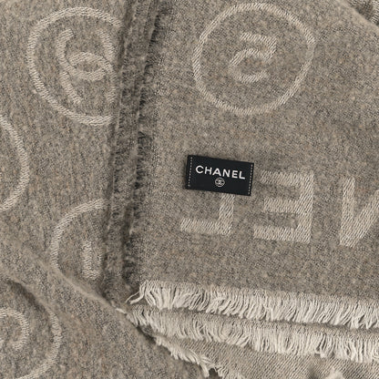 Chanel Wool Cashmere Silk CC Scarf Beige White 3 of 3