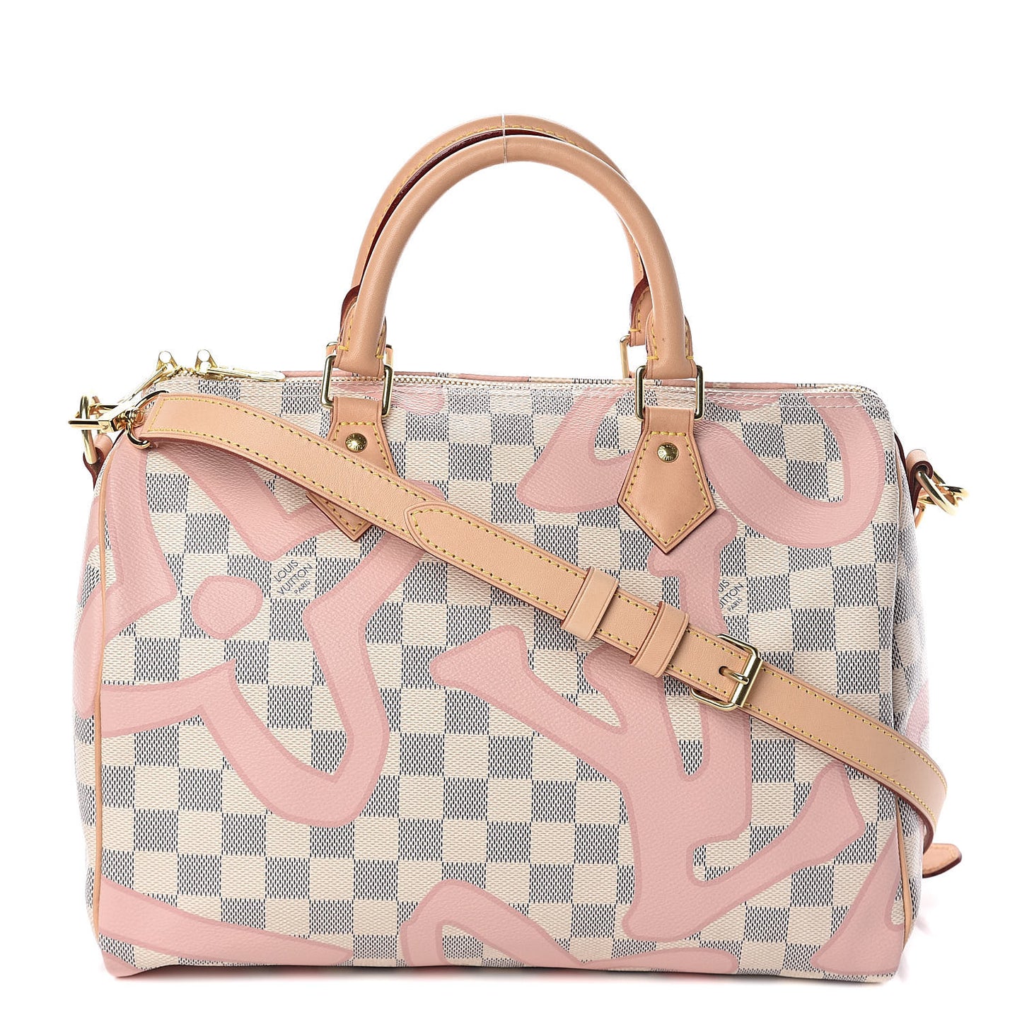 Damier Azur Tahitienne Speedy Bandouliere 30 Rose Ballerine