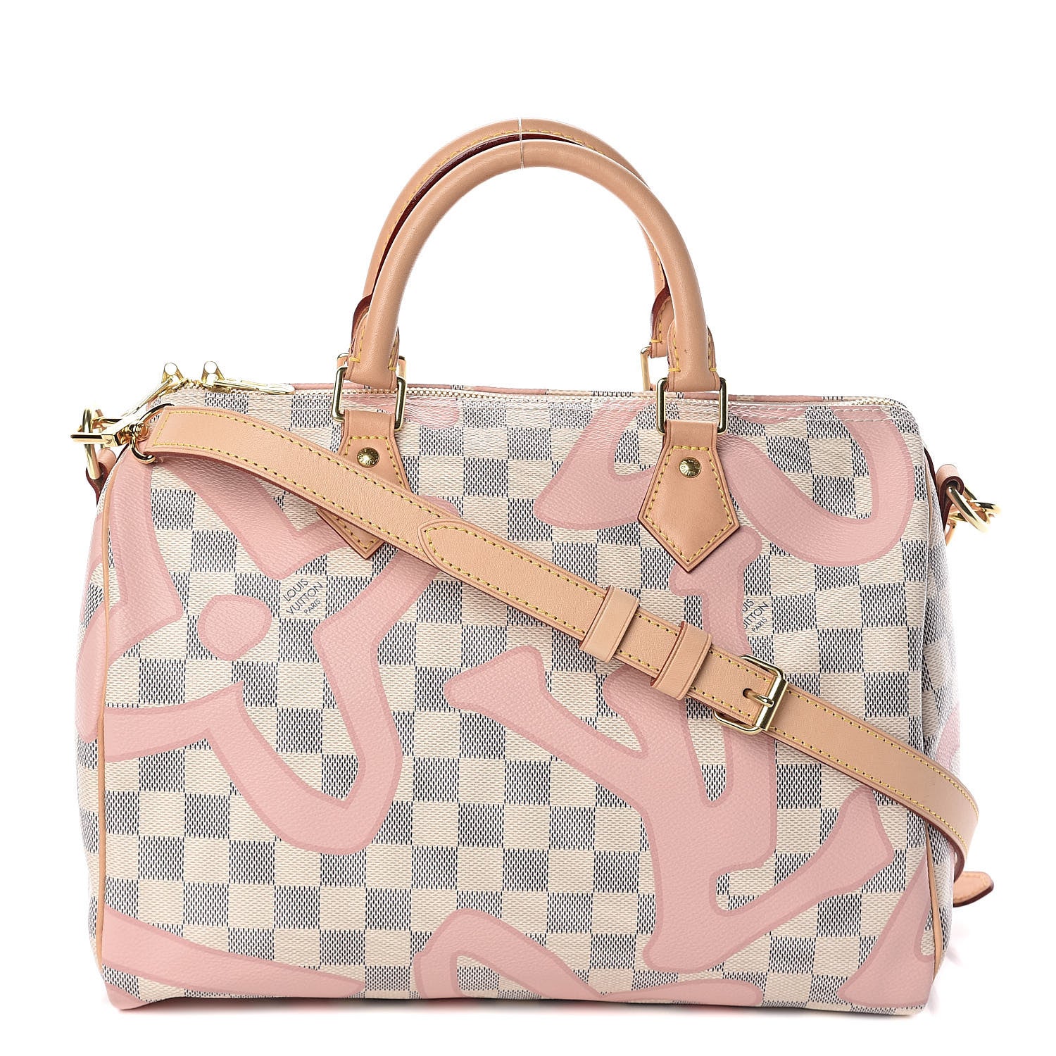 Louis Vuitton Damier Azur Tahitienne Speedy Bandouliere 30 Rose Ballerine 1 of 10