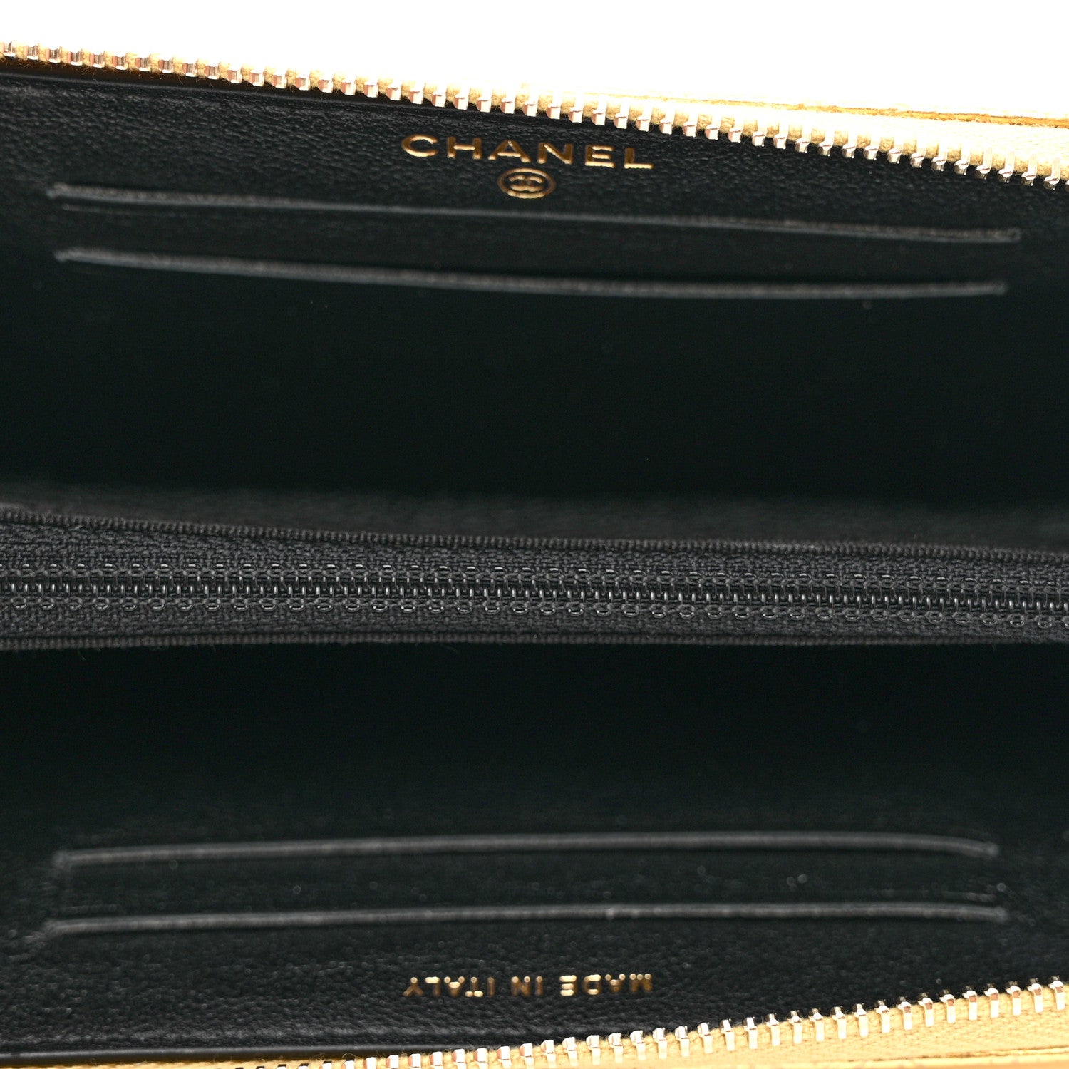 Chanel Metallic Calfskin Crocodile Embossed Small Cocodile Zip Wallet Gold 5 of 8