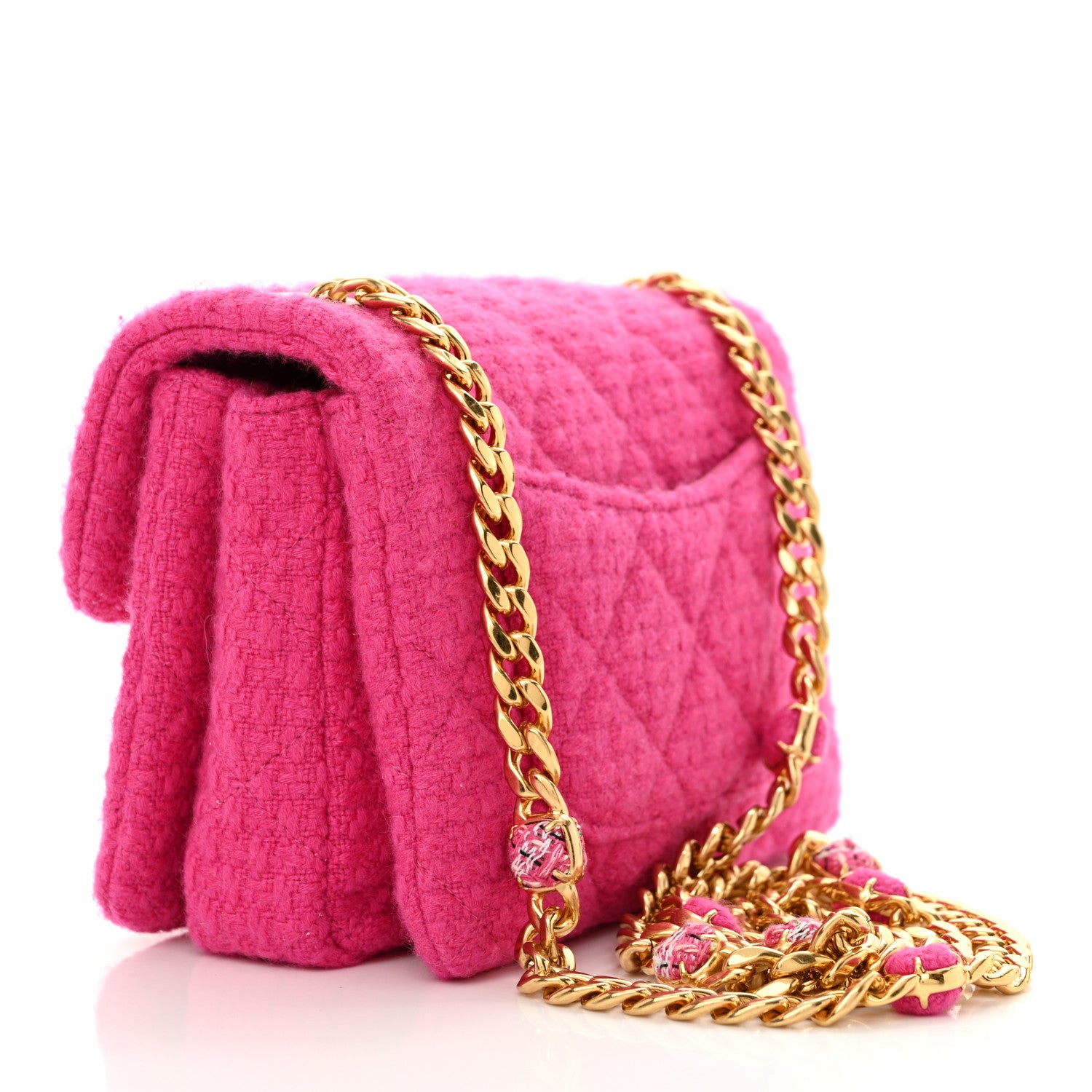 Chanel Cashmere Tweed Quilted Mini Bijoux Flap Fuchsia 3 of 11