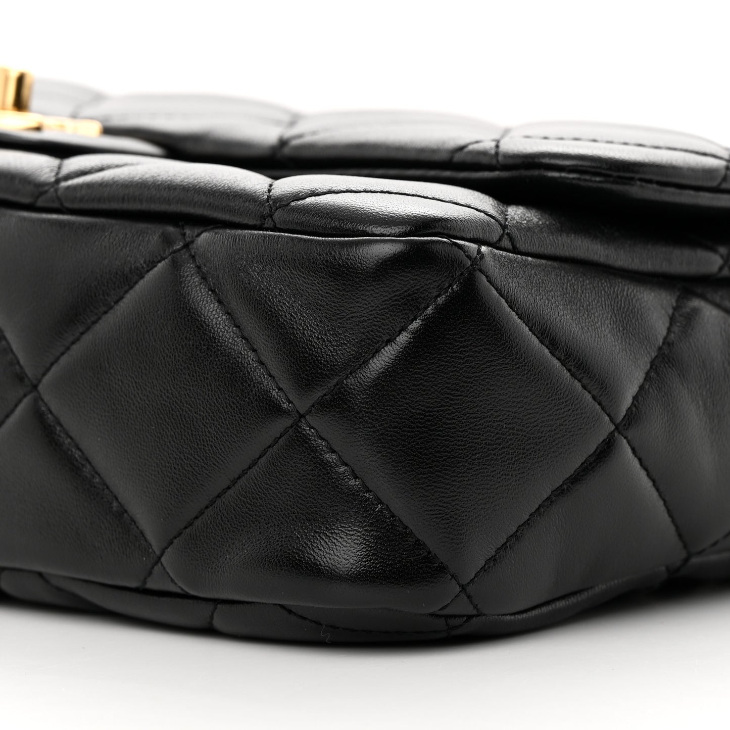 Lambskin Quilted Large CC Funky Town Flap Black
