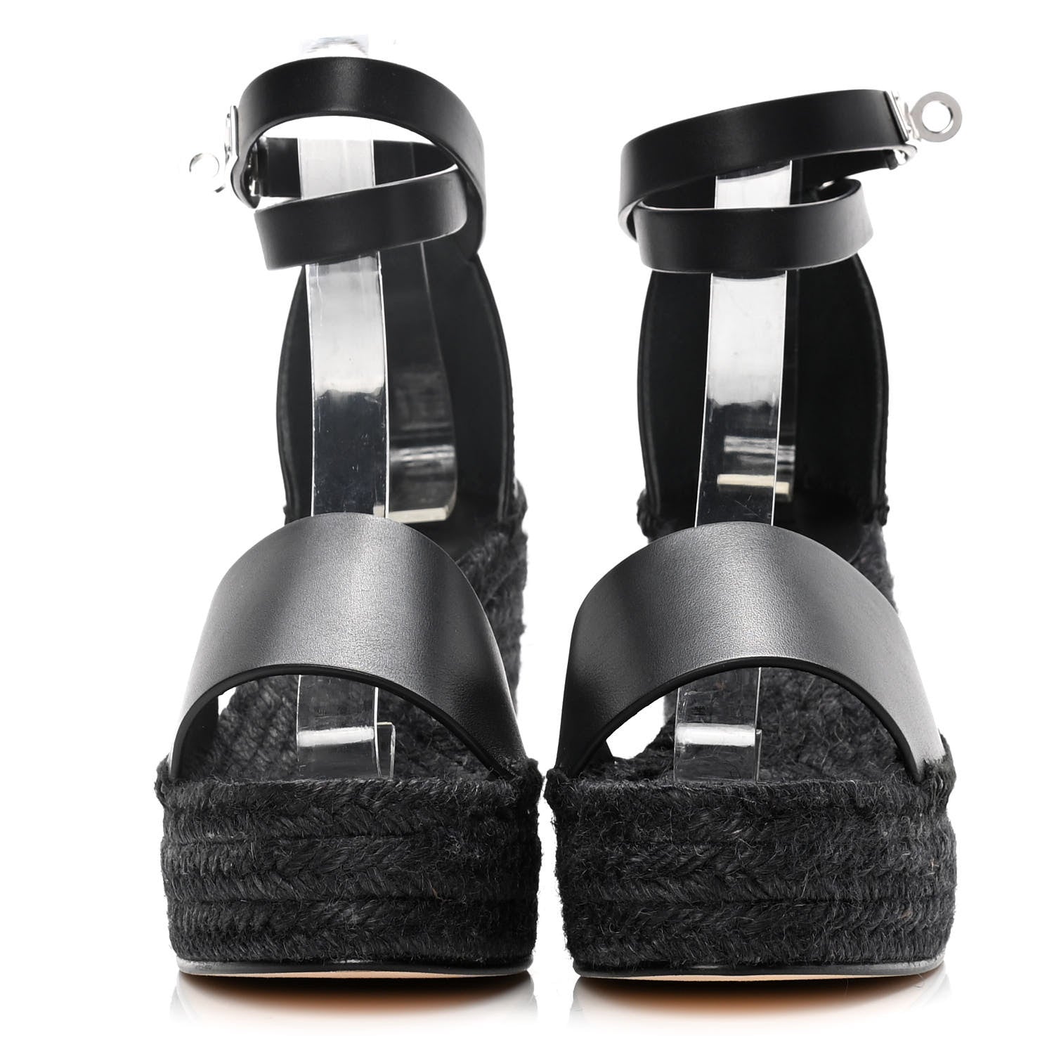 Hermes Calfskin Tipoli Espadrille Wedges 37 Black 2 of 14