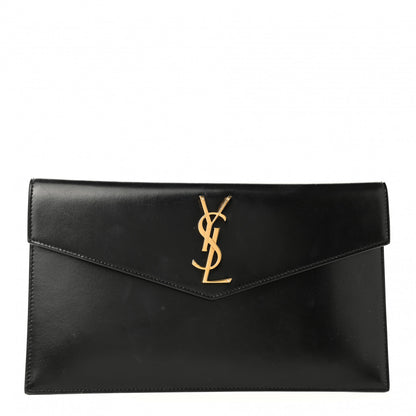 Saint Laurent Smooth Shiny Calfskin Monogram Uptown Pouch Black 1 of 10