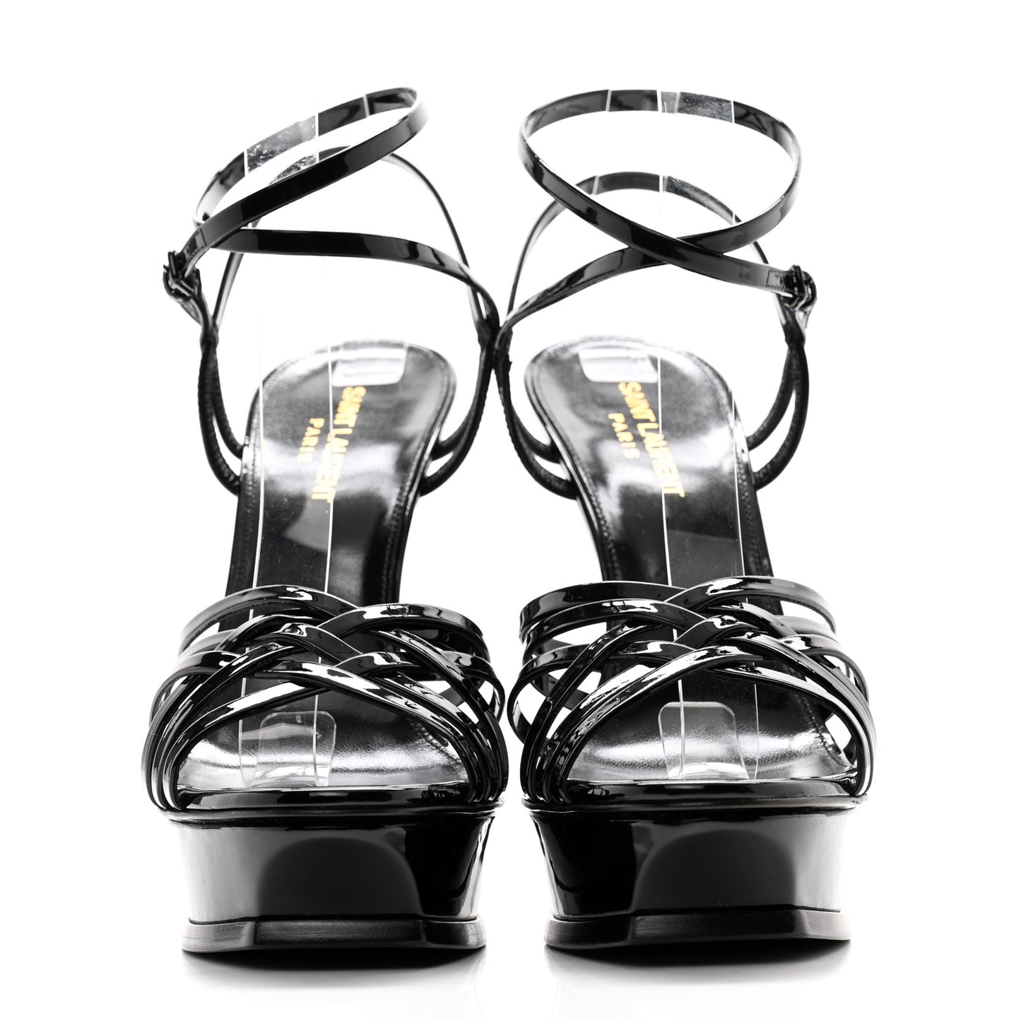Patent Platform Criss Cross Sandals 40 Black