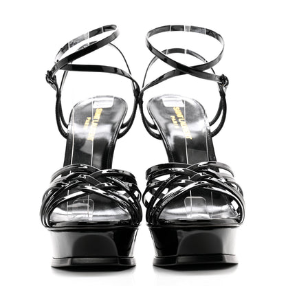 Saint Laurent Patent Platform Criss Cross Sandals 40 Black 2 of 9