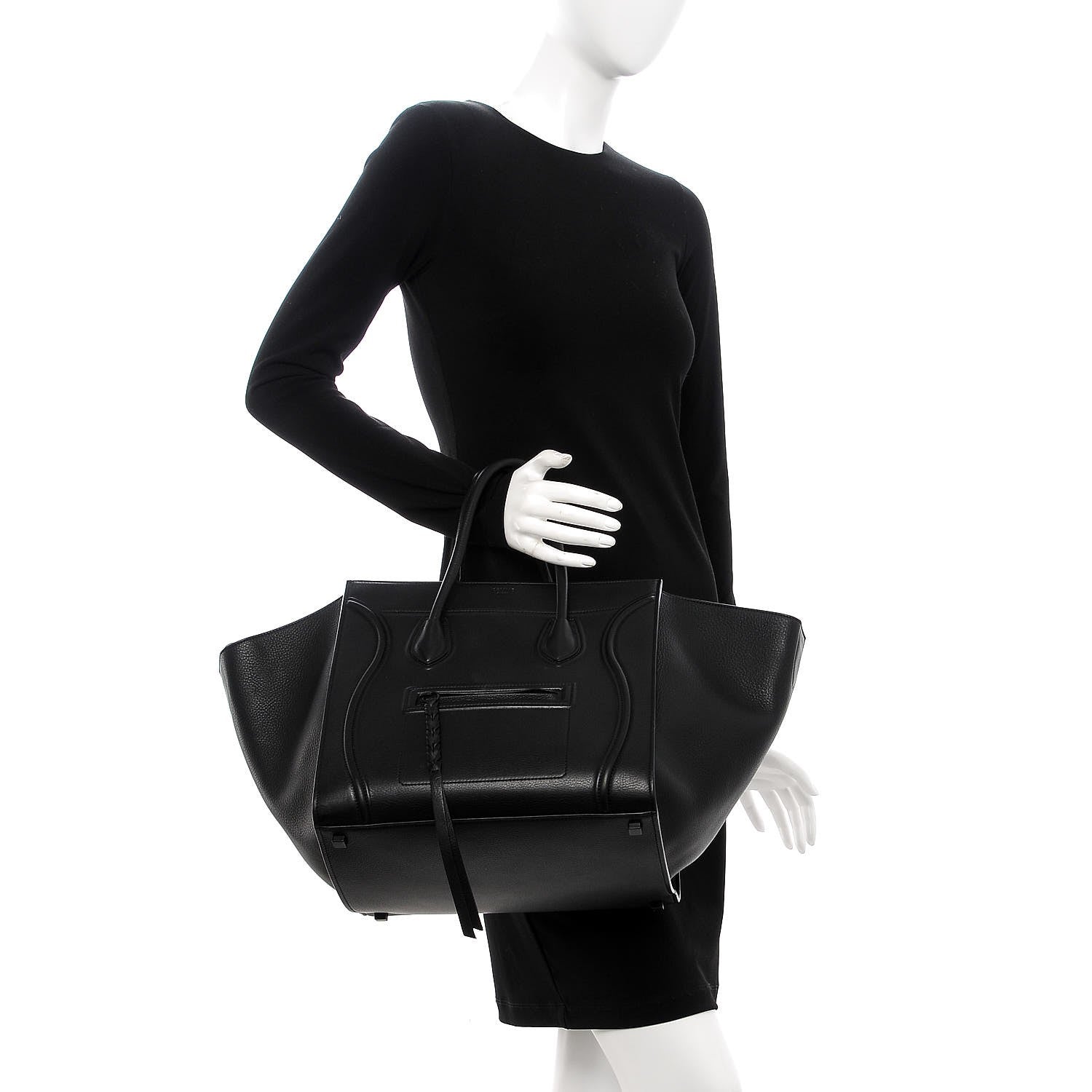 Celine Supple Calfskin Medium Phantom Luggage Black 2 of 9