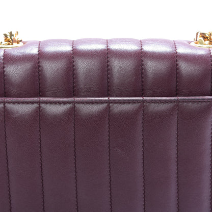 Saint Laurent Lambskin Matelasse Monogram Medium Vicky Chain Bag Dark Legion Red 10 of 11