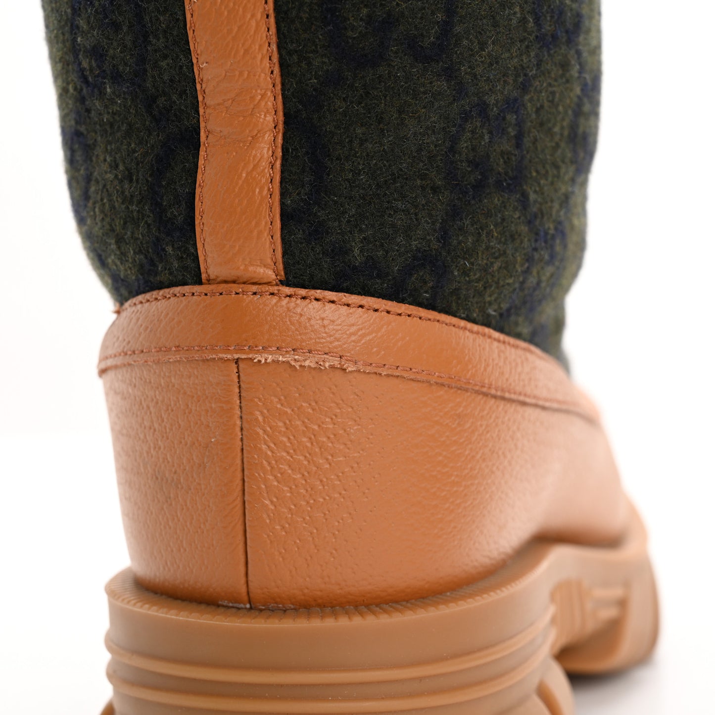 Covered Wool Textured Dollar Calfskin Monogram GG Mens Ankle Boot 11 Underwood Blue